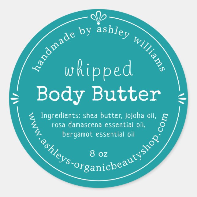 Handmade Body Butter Bio Business Green Runder Aufkleber (Vorderseite)