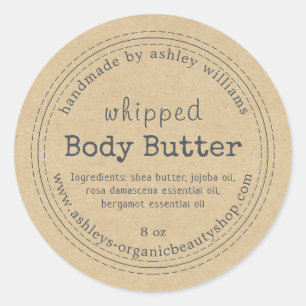 Handmade Body Butter Bio Business Kraft Label Runder Aufkleber