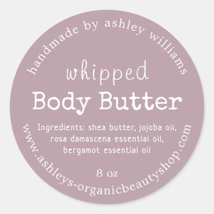 Handmade Body Butter Bio Business Mauve Runder Aufkleber