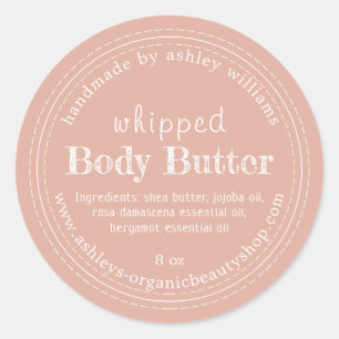 Handmade Body Butter Bio Business Pink Label Runder Aufkleber