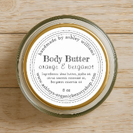Handmade Body Butter Bio Business Schwarz-weiß Runder Aufkleber