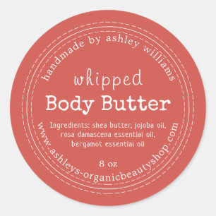 Handmade Body Butter Bio Business Warm Rot Runder Aufkleber