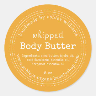 Handmade Body Butter Bio Business Yellow Runder Aufkleber
