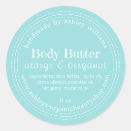 Handmade Body Butter Bio Geschäft Türkis Runder Aufkleber