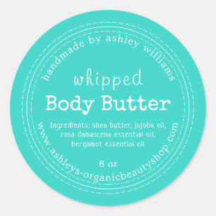 Handmade Body Butter Bio Geschäft Türkis Runder Aufkleber