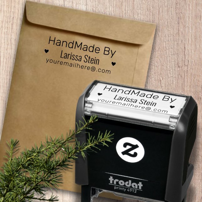 Handmade by (custom text) + name & small herzen permastempel (Von Creator hochgeladen)