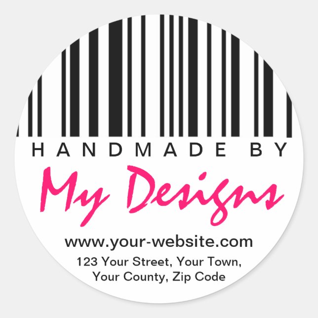 Handmade by Strichcode Label Aufkleber (Vorderseite)