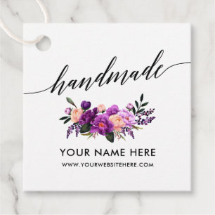 Handmade Calligraphy Script Lila Floral Geschenkanhänger