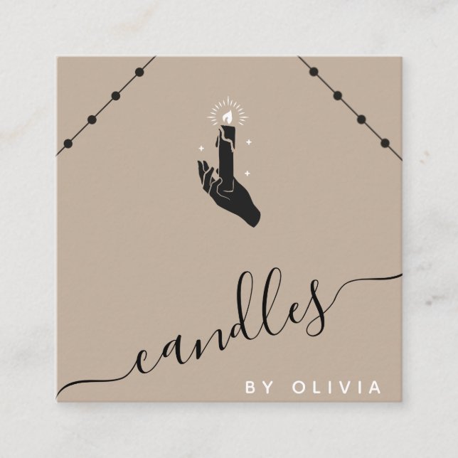 Handmade Candles Crafter Chic Boho Social Media Quadratische Visitenkarte (Vorderseite)