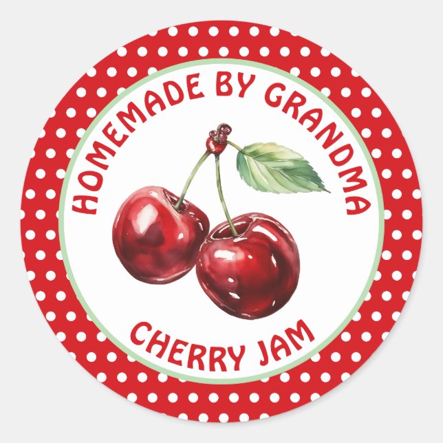 Handmade Cherry Preserve Personalisiert Runder Aufkleber (Vorderseite)