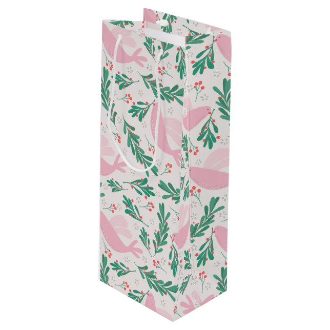 Handmade Christmas Dove of Peace Olive Branch Geschenktüte Für Weinflaschen (Vorderseite Schrägansicht)