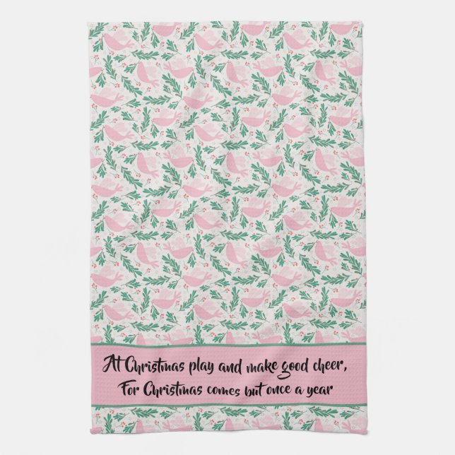 Handmade Christmas Dove of Peace Olive Branch Geschirrtuch (Vertikal)