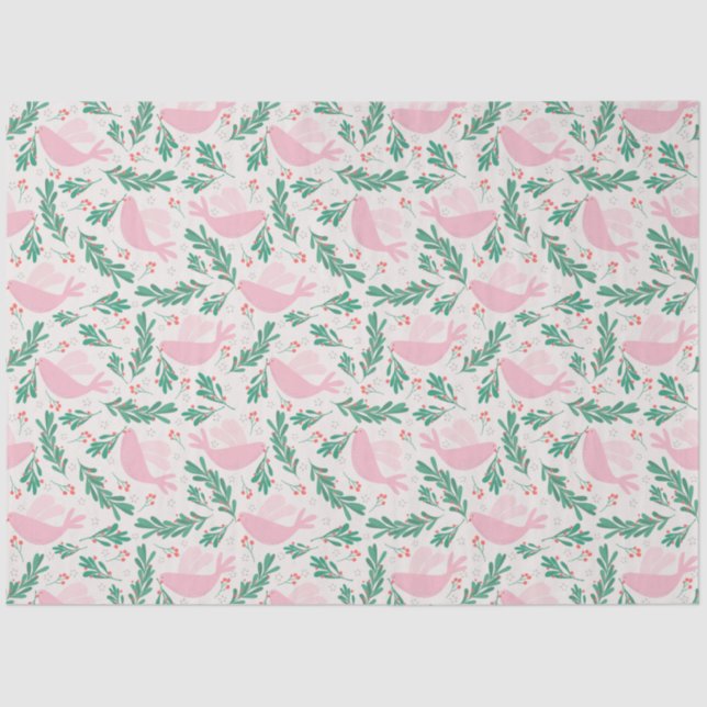 Handmade Christmas Dove of Peace Olive Branch Seidenpapier (Vorderseite)