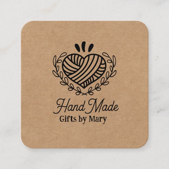 Handmade crafts brown paper rustic calling card quadratische visitenkarte (Vorderseite)