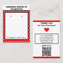 Handmade Earrings Red White Polka Dots