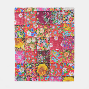 Handmade Floral Patchwork Quilt Hintergrund Fleecedecke