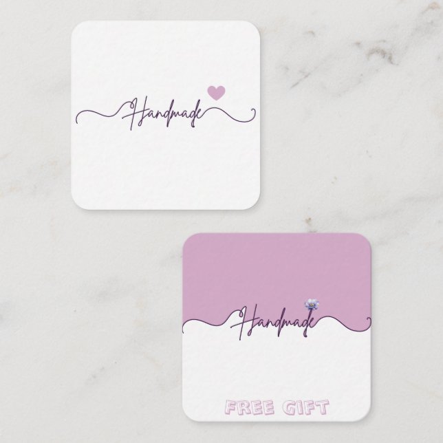 Handmade Free Gift Floral Small Business Packaging Begleitkarte (Vorne/Hinten)