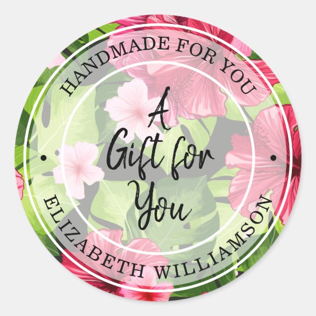 Handmade für Sie Bloral Runder Aufkleber (Vorderseite)