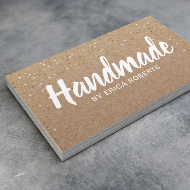 Handmade Geschenk Gold Confetti Rustic Kraft Visitenkarte (Von Creator hochgeladen)