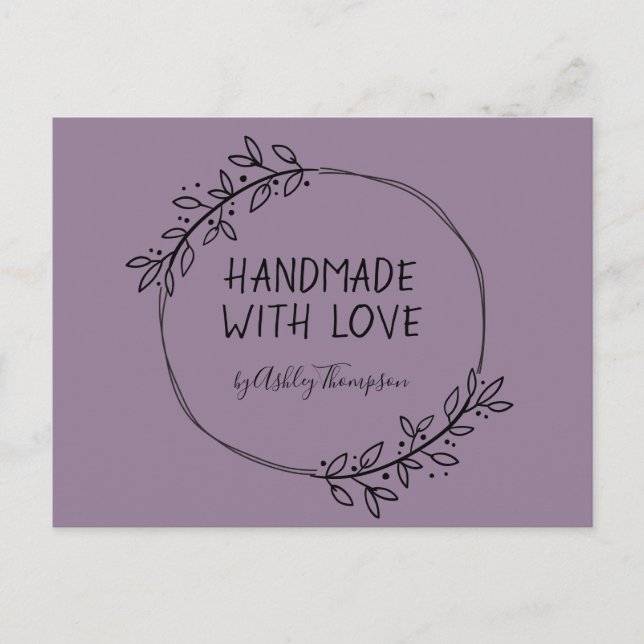 Handmade Greenery Wreath Earthy Lila Postkarte (Vorderseite)