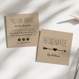 Handmade Heart | Rustikale Kraft Quadratische Visitenkarte
