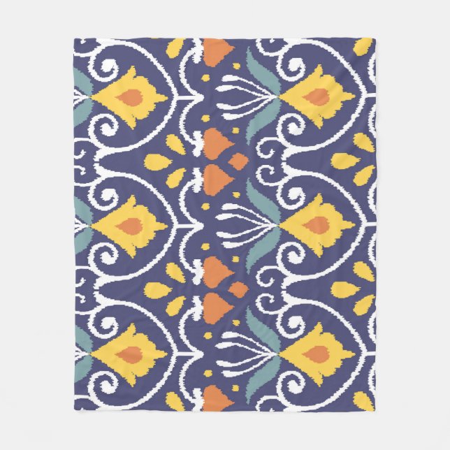 Handmade Ikat: Ethnic Boho Fabric Fleecedecke (Vorderseite)