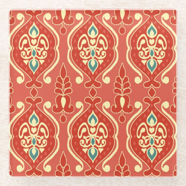 Handmade Ikat: Ethnic Boho Fabric Glasuntersetzer (Vorderseite)