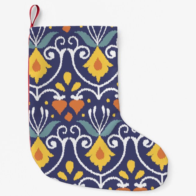 Handmade Ikat: Ethnic Boho Fabric Kleiner Weihnachtsstrumpf (Vorderseite)