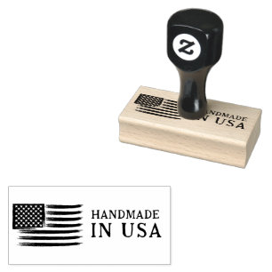 Handmade in America Rugged USA Flag Rectangle Gummistempel