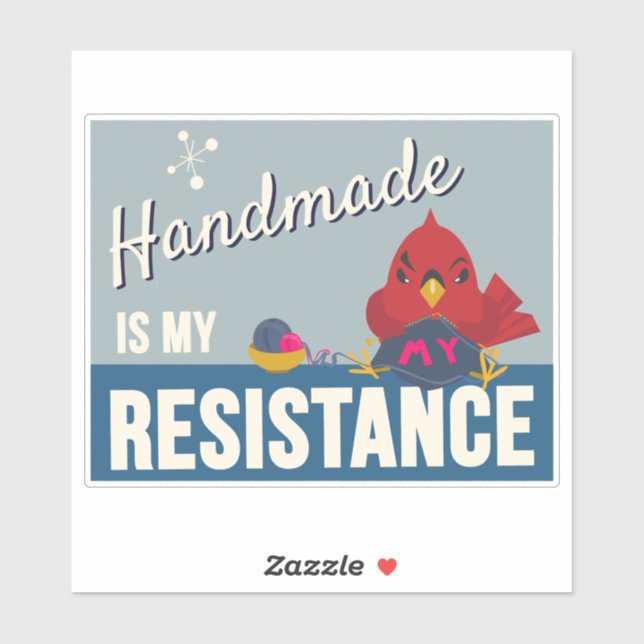 Handmade is My Resistance-Blue Rectangle sticker (Blatt)