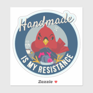 Handmade ist mein Widerstand Blau runder Button Aufkleber