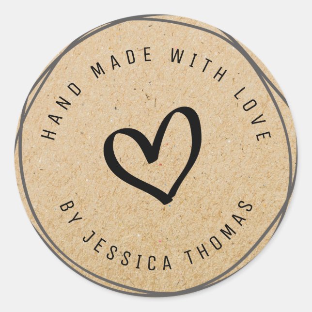 Handmade-Kraftaufkleber Runder Aufkleber (Vorderseite)