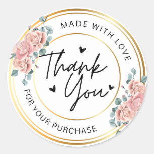 Handmade mit Herzname der Liebe. Vielen Dank Runder Aufkleber