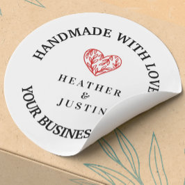 Handmade mit Liebe Blumenherz danke Ihnen Runder Aufkleber