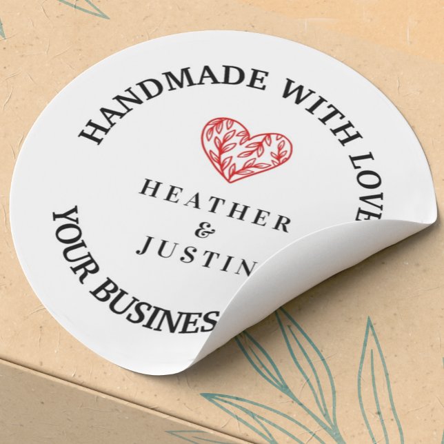 Handmade mit Liebe Blumenherz danke Ihnen Runder Aufkleber (Von Creator hochgeladen)