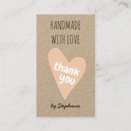 Handmade mit Liebe Danke Kraft Paper QR Code Visitenkarte