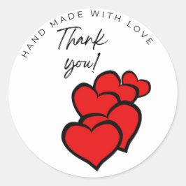 Handmade mit Liebe Dankeschön Rotherzen Sticker