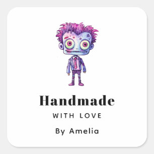 Handmade mit Liebe Funny Frankenstein Monster Quadratischer Aufkleber