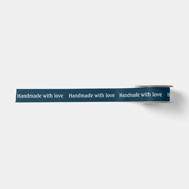 Handmade mit Liebe Geschenk Gefallen Name Navy Sat Satinband (Vorderseite)