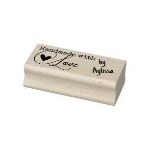 Handmade mit Liebe Herz Einfach Stilvoller Name Te Gummistempel