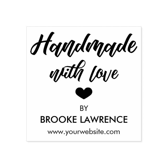 Handmade mit Liebe Herz und Name Gummistempel (Prägung)