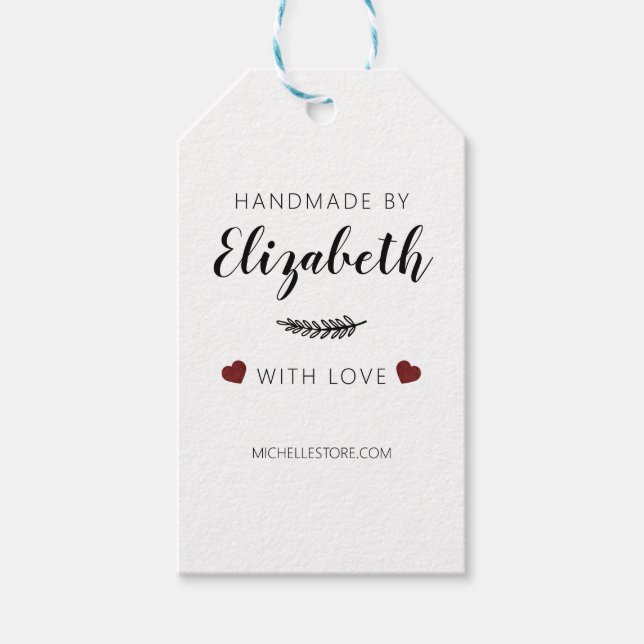 Handmade mit Liebe Herzlichen Dank Geschenkanhänger (Vorderseite)