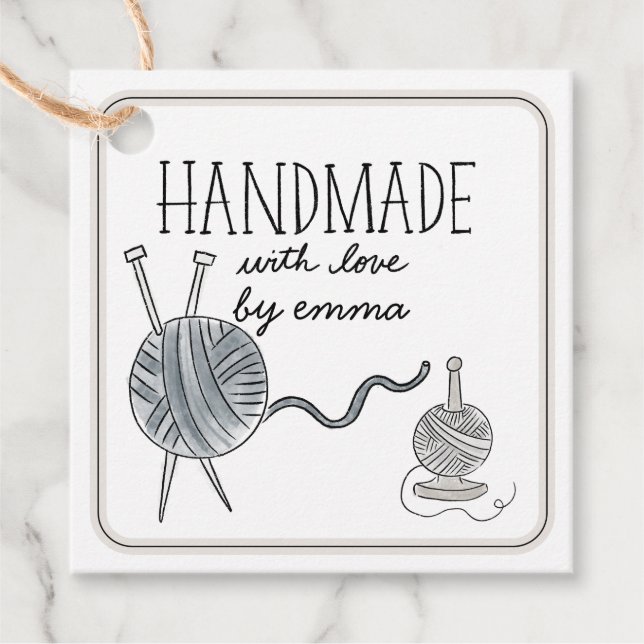 Handmade mit Liebe Knittergarn Danke Kraft Geschenkanhänger (Vorderseite)