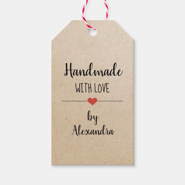 Handmade mit Liebe-kraft-Skript-benutzerdefinierte Geschenkanhänger (Vorderseite)