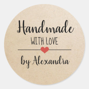 Handmade mit Liebe-kraft-Skript-Brauch Runder Aufkleber