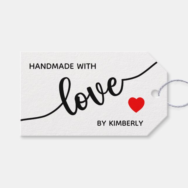 Handmade mit Liebe Minimalistische Geschenktasten Geschenkanhänger (Vorderseite (Horizontal))