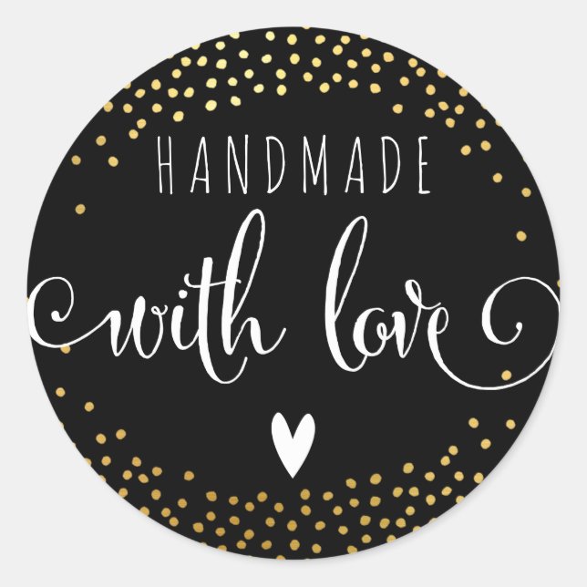 HANDMADE MIT LIEBE SIEGEL niedlicher Goldfleck Runder Aufkleber (Vorderseite)