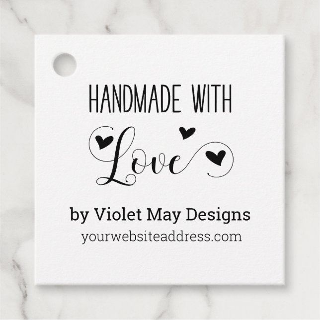 Handmade mit Liebe Social Media Rustikale Kraft Geschenkanhänger (Vorderseite)