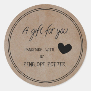 Handmade mit Liebe von Ihrem Namen Kraft Geschenke Runder Aufkleber