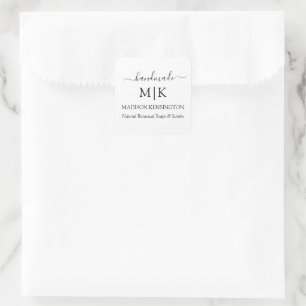 Handmade Monogram oder Add-Logo-Business Klein Quadratischer Aufkleber